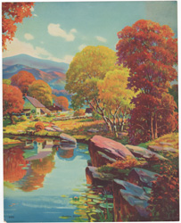 Vintage calendar art print of beautiful landscapes